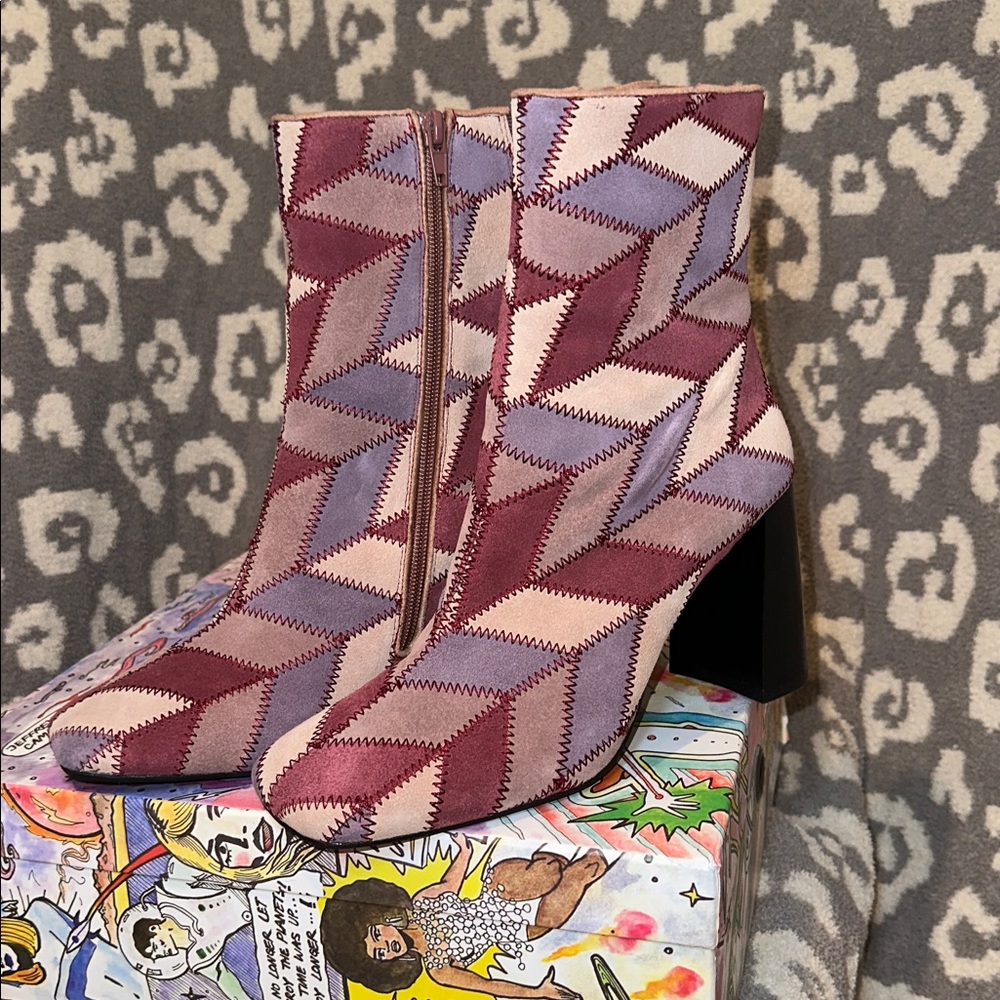 Jeffrey Campbell Verus-PW in Pink Suede Multi ๐ Heeled Booties New & Never Worn - Picture 13 of 17